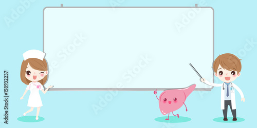 cute cartoon doctor with liver
