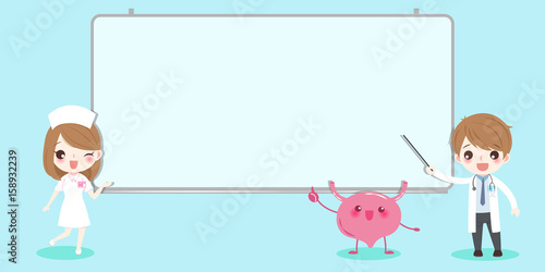 cute cartoon doctor with bladder