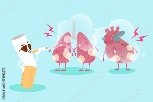 cute cartoon lung and heart