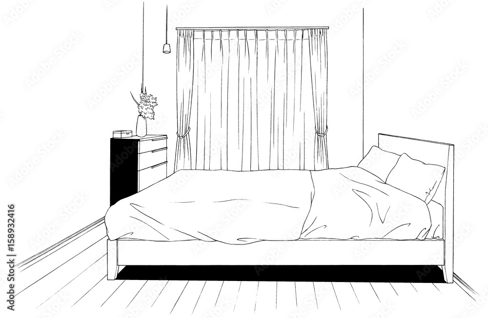 漫画風ペン画イラスト 寝室 Stock イラスト Adobe Stock