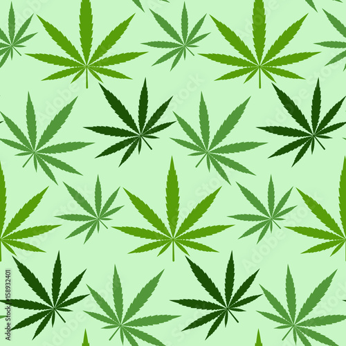 Green marijuana background vector illustration seamless pattern marihuana leaf herb narcotic textile