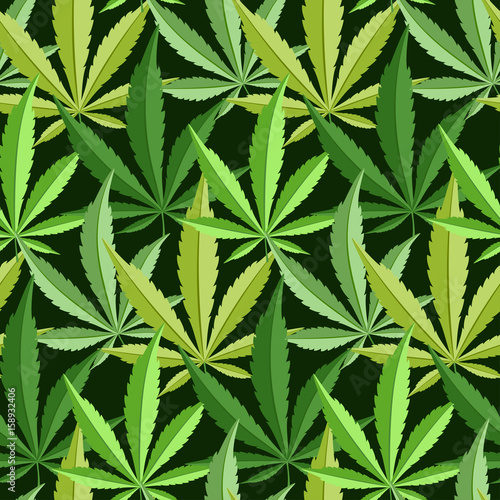 Green marijuana background vector illustration seamless pattern marihuana leaf herb narcotic textile