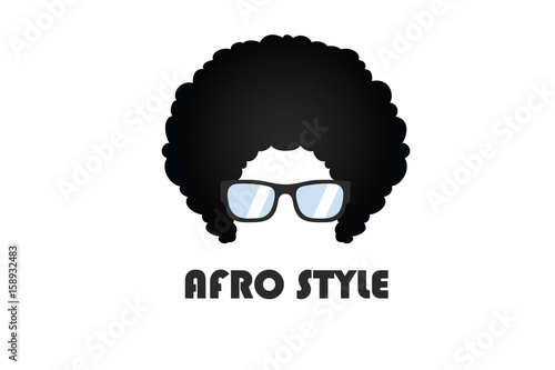 Afro Hair Man With Glasses Style Logo Template Flat Symbol Design Vector Illustration	 photo