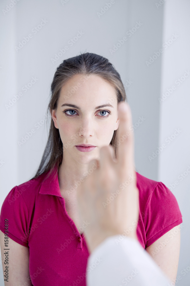 Woman during an orthoptic session Woman during an orthoptic session