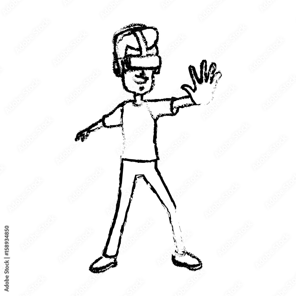 guy character wearing vr headset standing vector illustration guy character wearing vr headset standing vector illustration