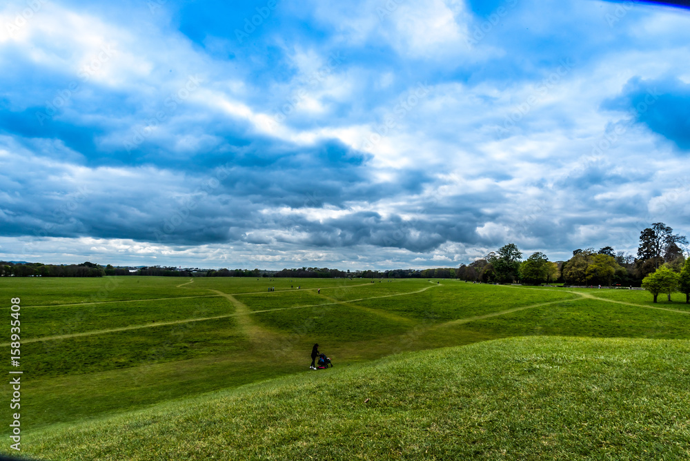 Green landscape, blue skies, Phoenix Park , Dublin, Ireland Green landscape, blue skies, Phoenix Park , Dublin, Ireland
