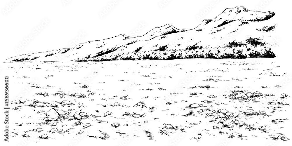 漫画風ペン画イラスト 荒野 Stock イラスト Adobe Stock