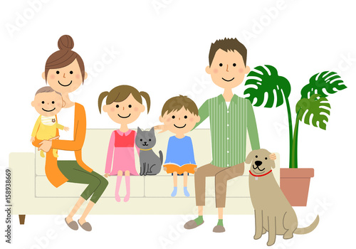 ファミリー　二世代家族　ソファー