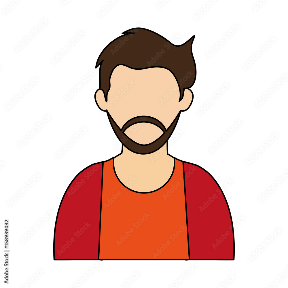 brunette bearded man over white background vector illustration design 