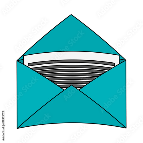teal envelope with letter over white background vector illustration design 