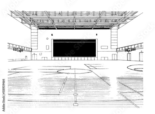 漫画風ペン画イラスト 体育館 Stock Illustration Adobe Stock