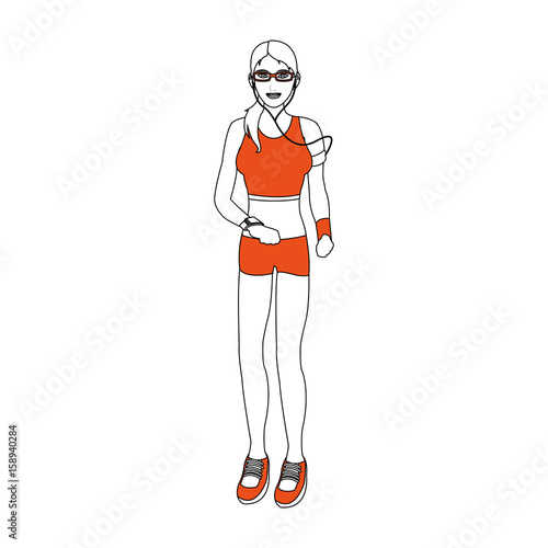gril sport illustration cartoon icon design graphic vector