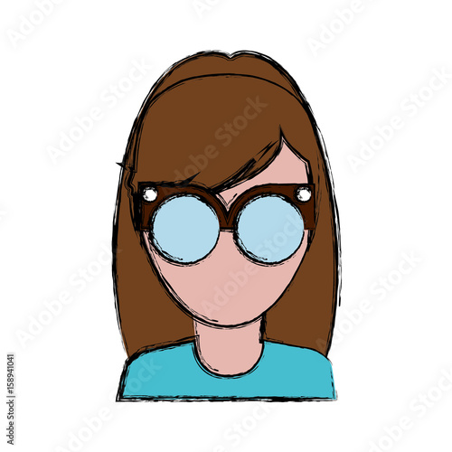 hipster woman wearing glasses icon over white background colorful design vector illustration