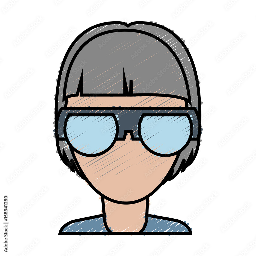 Woman wearing glasses icon over white background vector illustration Woman wearing glasses icon over white background vector illustration