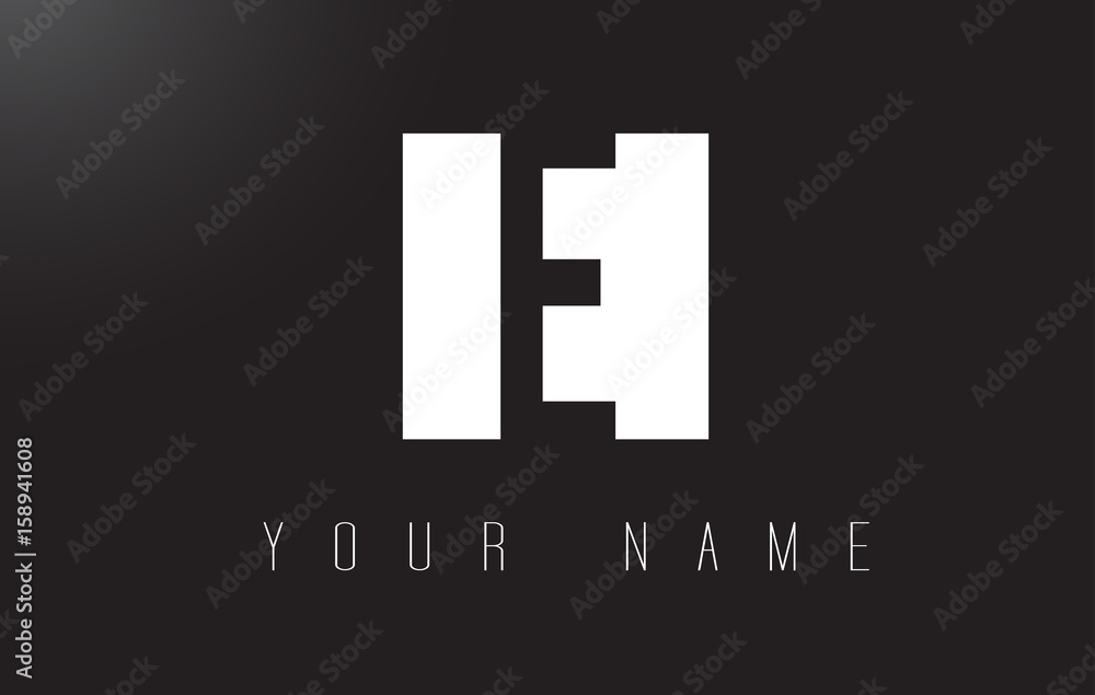 Fototapeta premium E Letter Logo With Black and White Negative Space Design.
