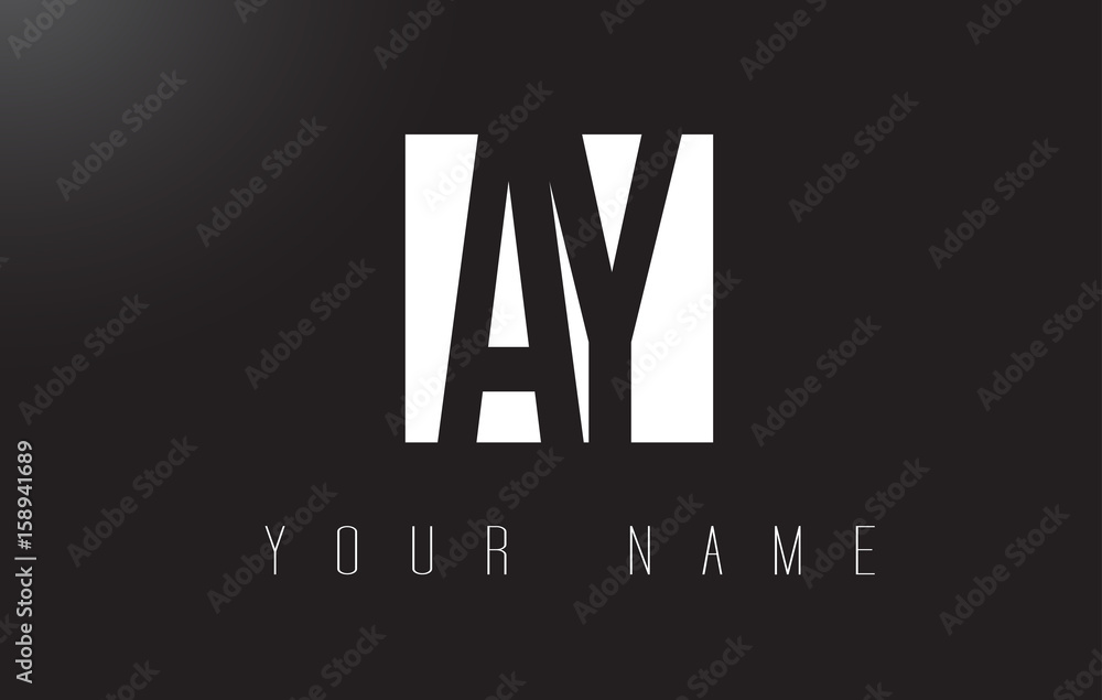 Fototapeta premium AY Letter Logo With Black and White Negative Space Design.