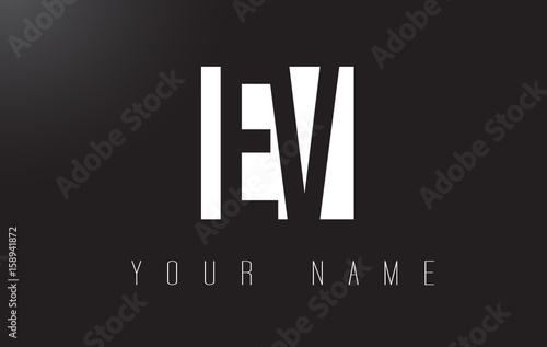 EV Letter Logo With Black and White Negative Space Design.