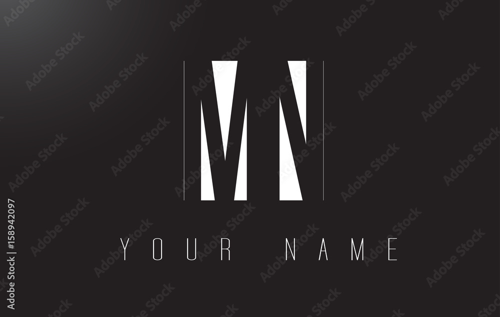 MN Letter Logo With Black and White Negative Space Design. Stock Vector ...