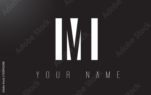 MI Letter Logo With Black and White Negative Space Design.