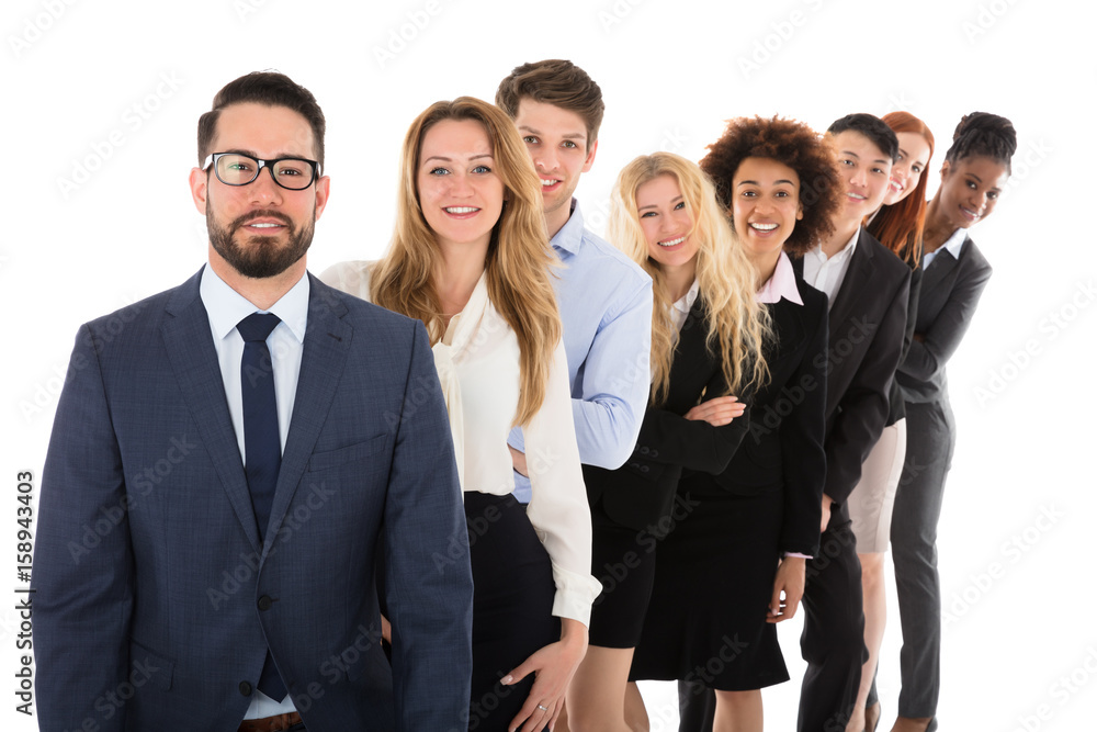 Confident Businesspeople Standing In Row Confident Businesspeople Standing In Row