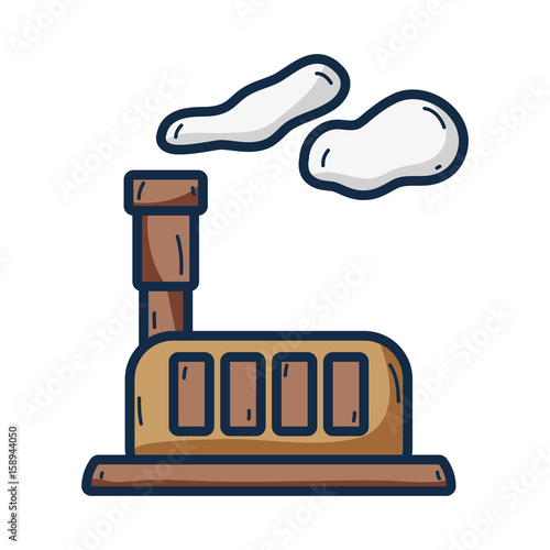 industrial factory with pollution contamination of environment