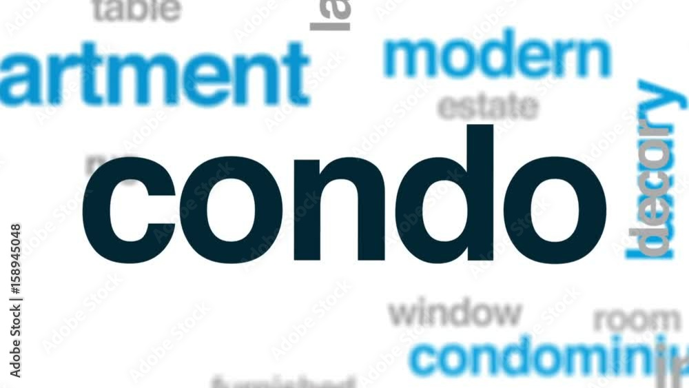 Condo animated word cloud, text design animation. Condo animated word cloud, text design animation.