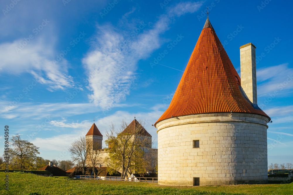 Kuressaare castle against blue sky and clouds Kuressaare castle against blue sky and clouds