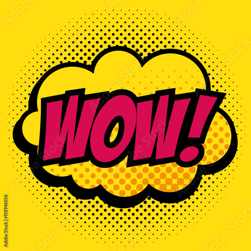 Comic like wow pop art sign over yellow background vector illustration