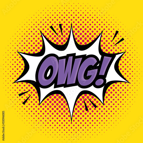 Comic like owg pop art sign over yellow background vector illustration