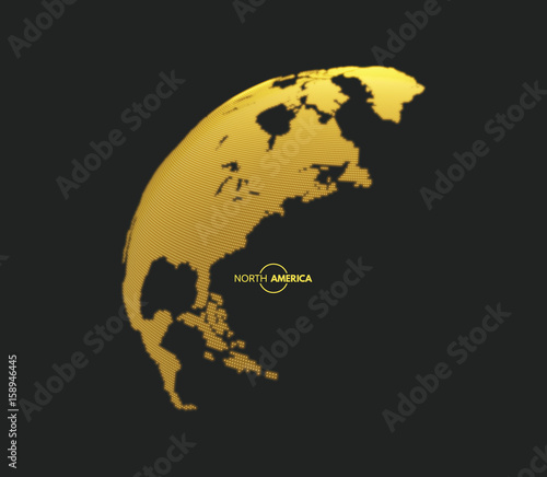 North America. Earth globe. Global business marketing concept. Dotted style. Design for education, science, web presentations.