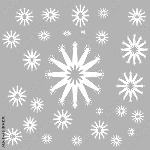 White snow flakes on grey background vector