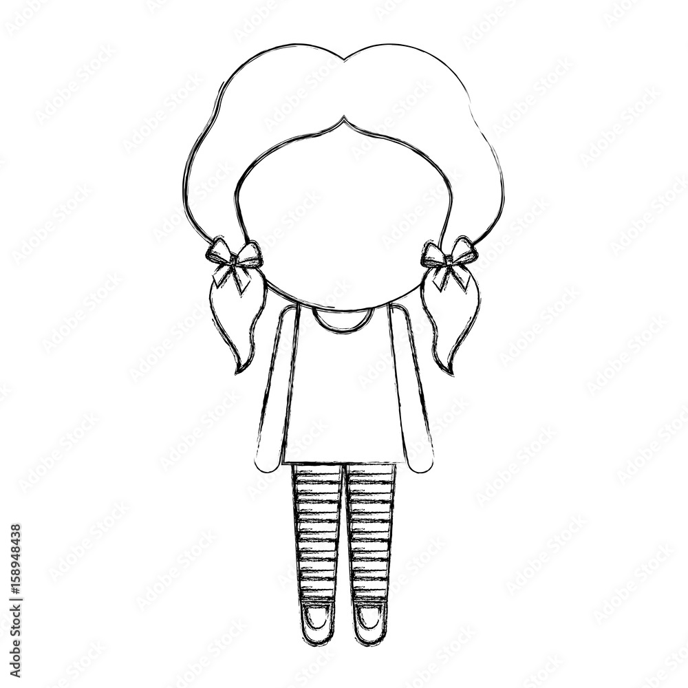 Sketch Draw Faceless Little Girl Stock Vector (Royalty Free) 656524105 |  Shutterstock