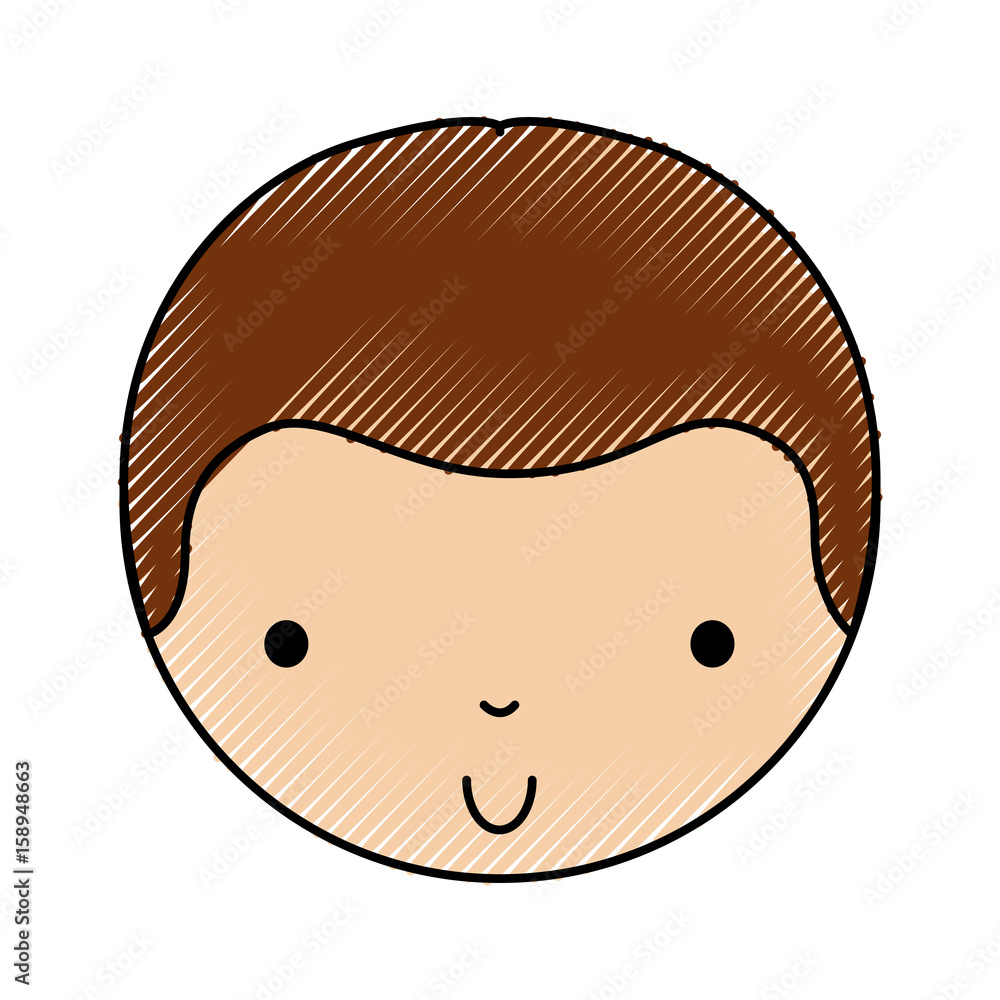 Fototapeta premium scribble cute little boy face vector illustration graphic design