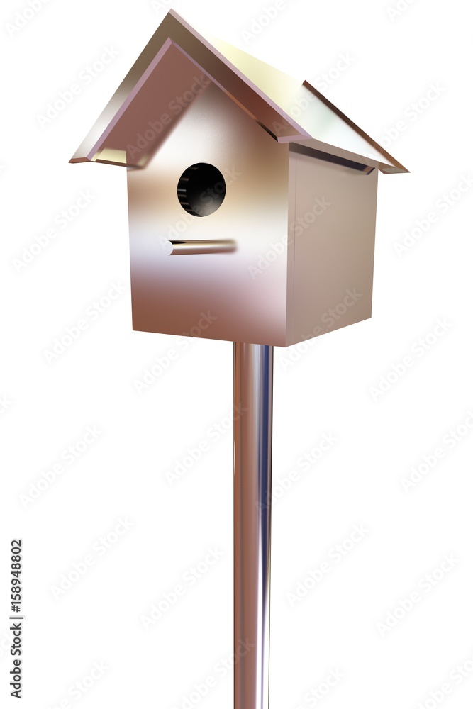 birdhouse - a metal souvenir. 3d illustration birdhouse - a metal souvenir. 3d illustration