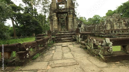 Wallpaper Mural Preah Khan ancient temple in Angkor Wat area, smooth tracking first person shot along raised walkway Torontodigital.ca