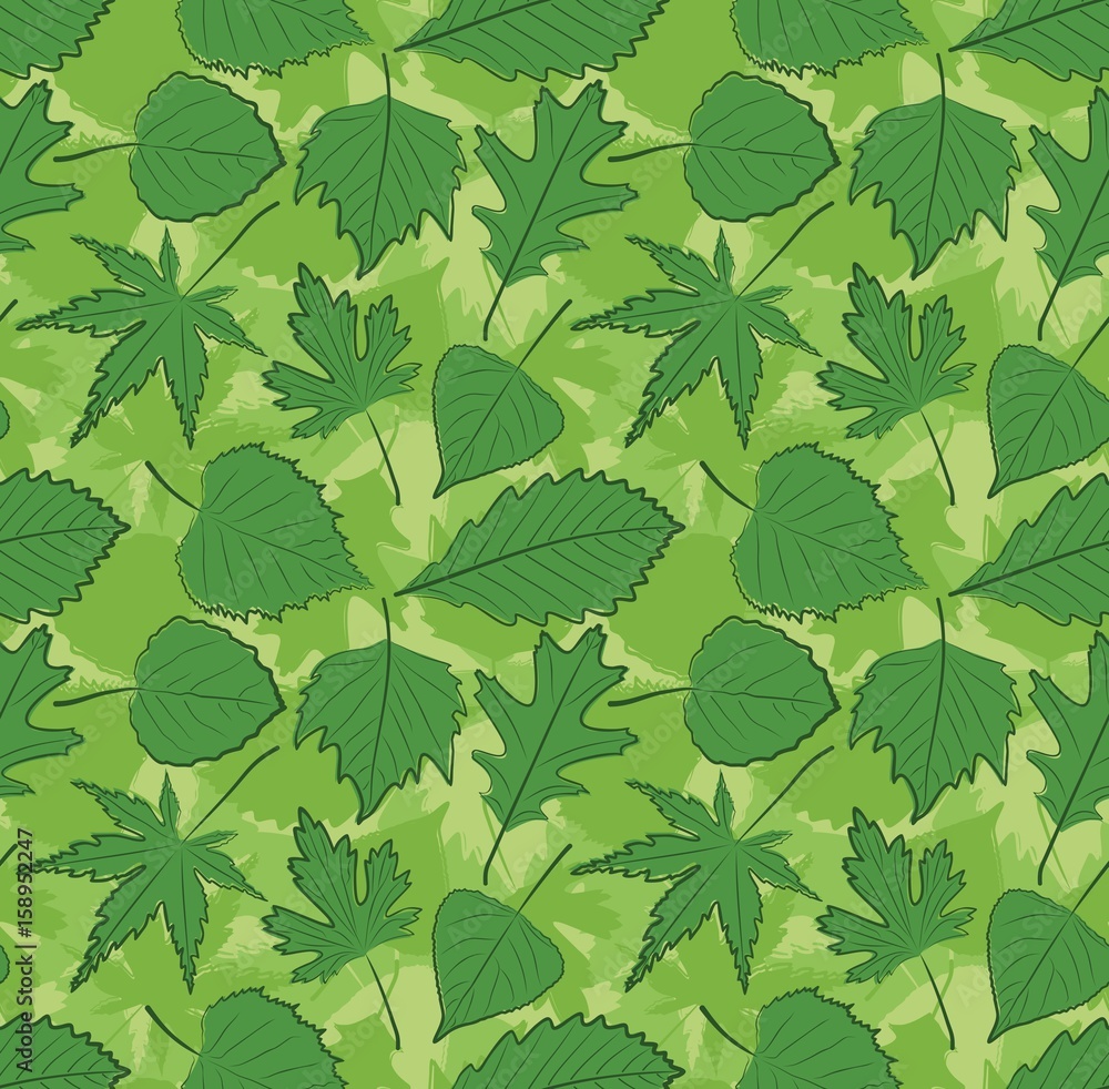 Seamless background with leaves. 