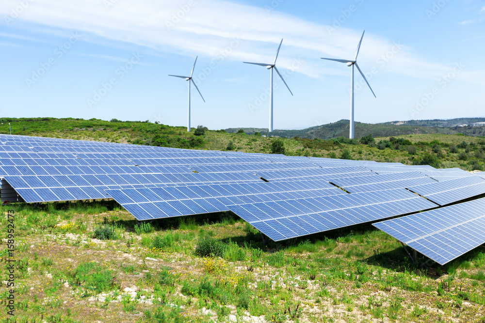 alternative energy, solar panels with the sunny sky. Blue solar panels alternative energy, solar panels with the sunny sky. Blue solar panels