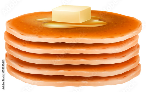Pancakes with butter. Vector illustration.