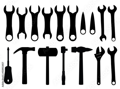 Workshop tools silhouettes