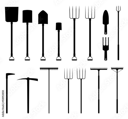 Gardening tools silhouettes