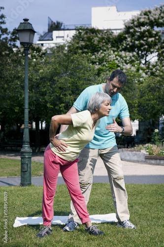 Elderly person practising a sport