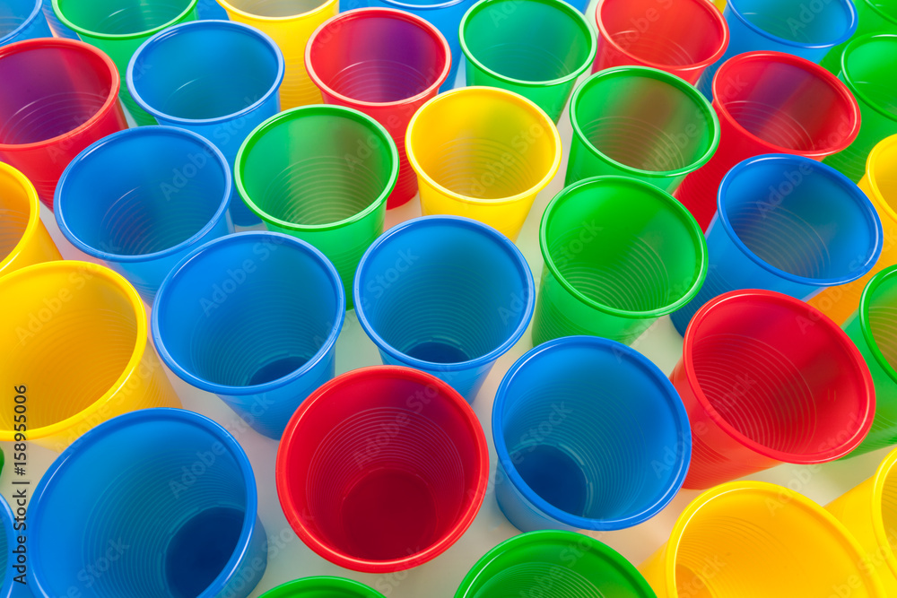 Multicolor plastic glasses isolated on white background Multicolor plastic glasses isolated on white background