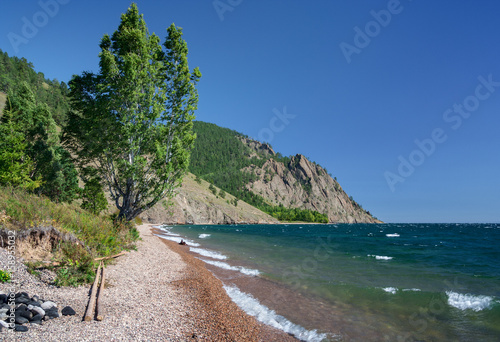 Fototapeta Naklejka Na Ścianę i Meble -  Cliff Clipper on Lake Baikal in Eastern Siberia