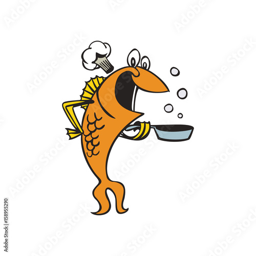 chef fish character cartoon illustration