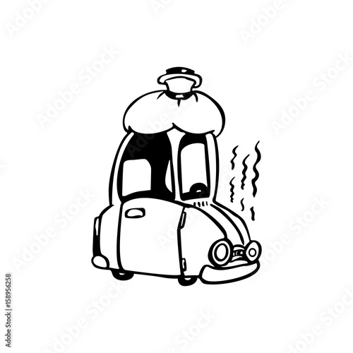 sick car cartoon illustration vector