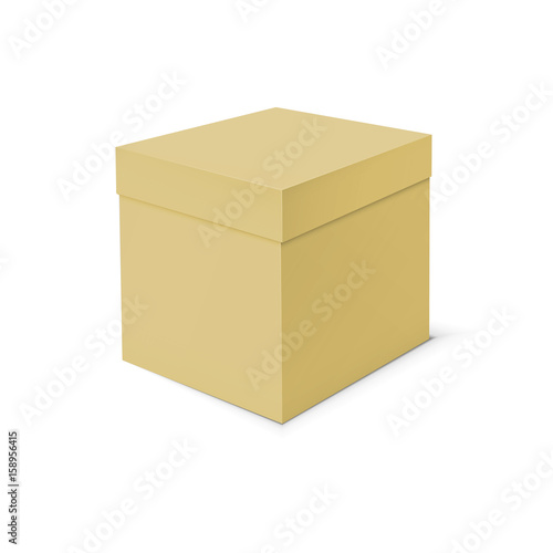 Blank cardboard box template on white background.