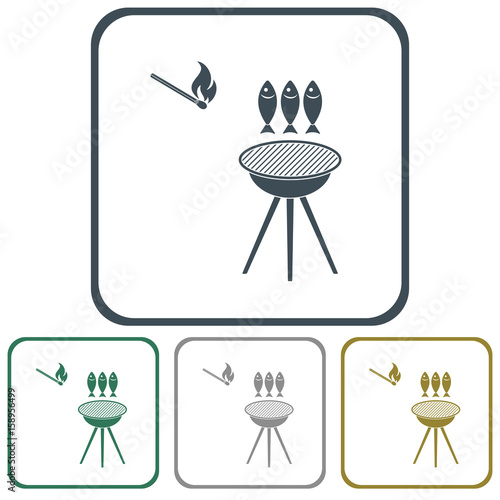 Grilled fish icon. Vector illustration