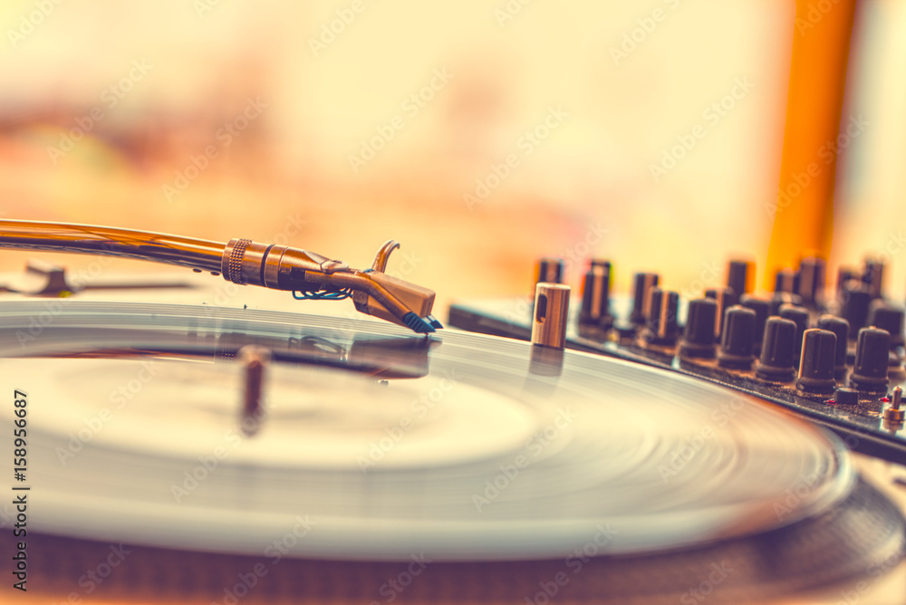 Summer Beach Party Vinyl Record Player Extreme Close Up Stock Photo Adobe Stock