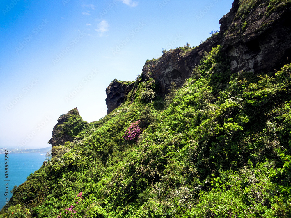 Landscape of Seongsan Ilchulbong, Sunrise Peak, Jeju Island, South Korea Landscape of Seongsan Ilchulbong, Sunrise Peak, Jeju Island, South Korea