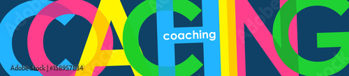 "COACHING" multicoloured letters vector icon